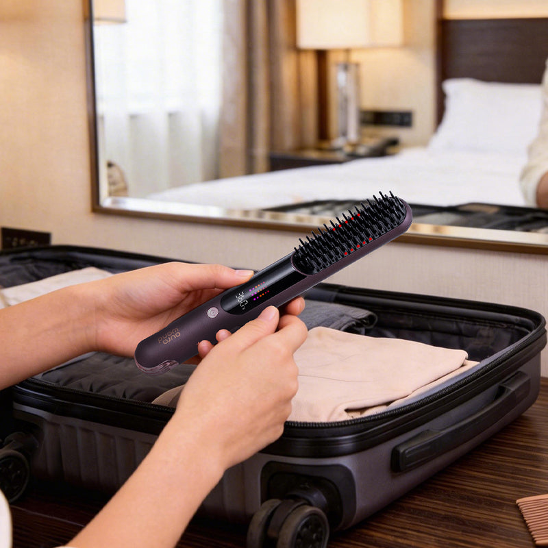 aurawand Wireless straight hair comb with infrared function, digital display, long-lasting battery life