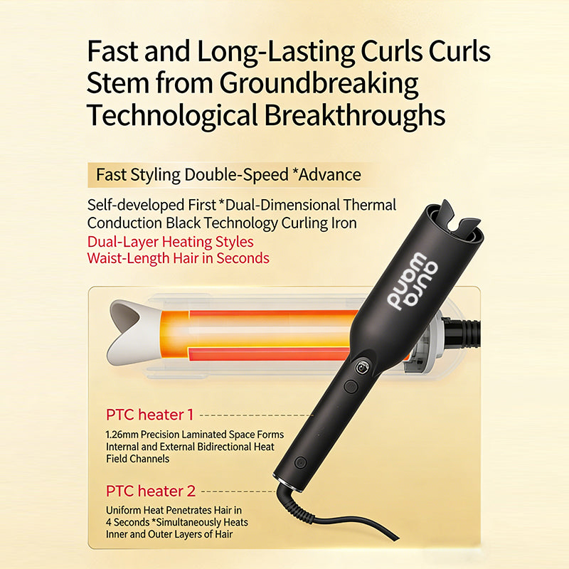 aurawand Electric curling iron, wavy, large roll, wavy roll, wool roll, negative ion curling iron