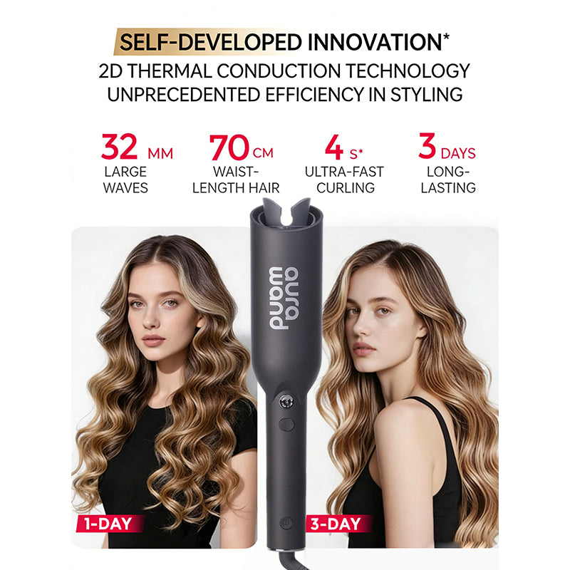 aurawand Electric curling iron, wavy, large roll, wavy roll, wool roll, negative ion curling iron