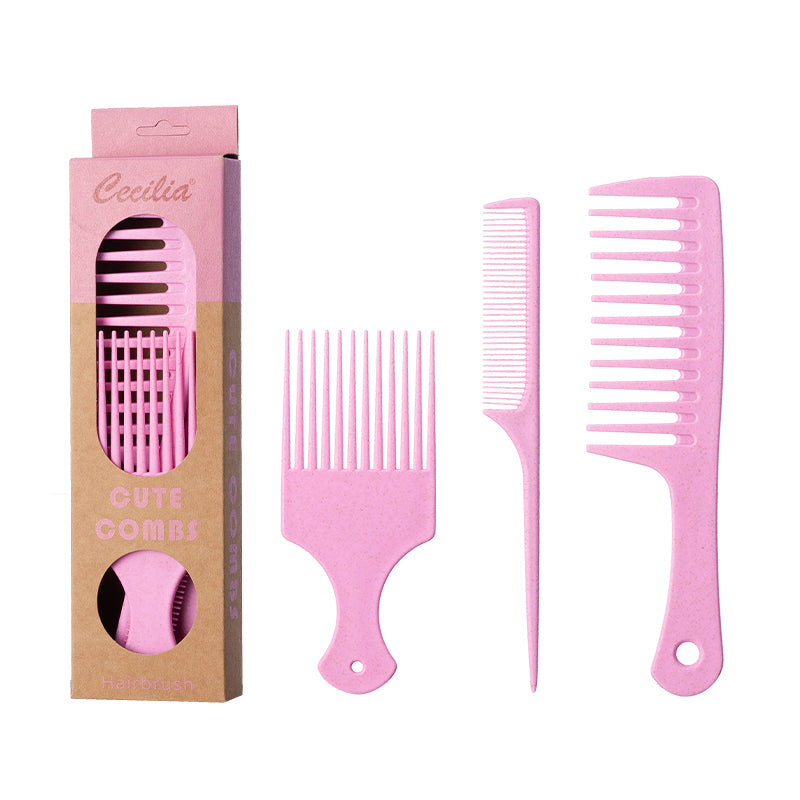 aurawand Three in one comb set, made of wheat straw material, natural and environmentally friendly