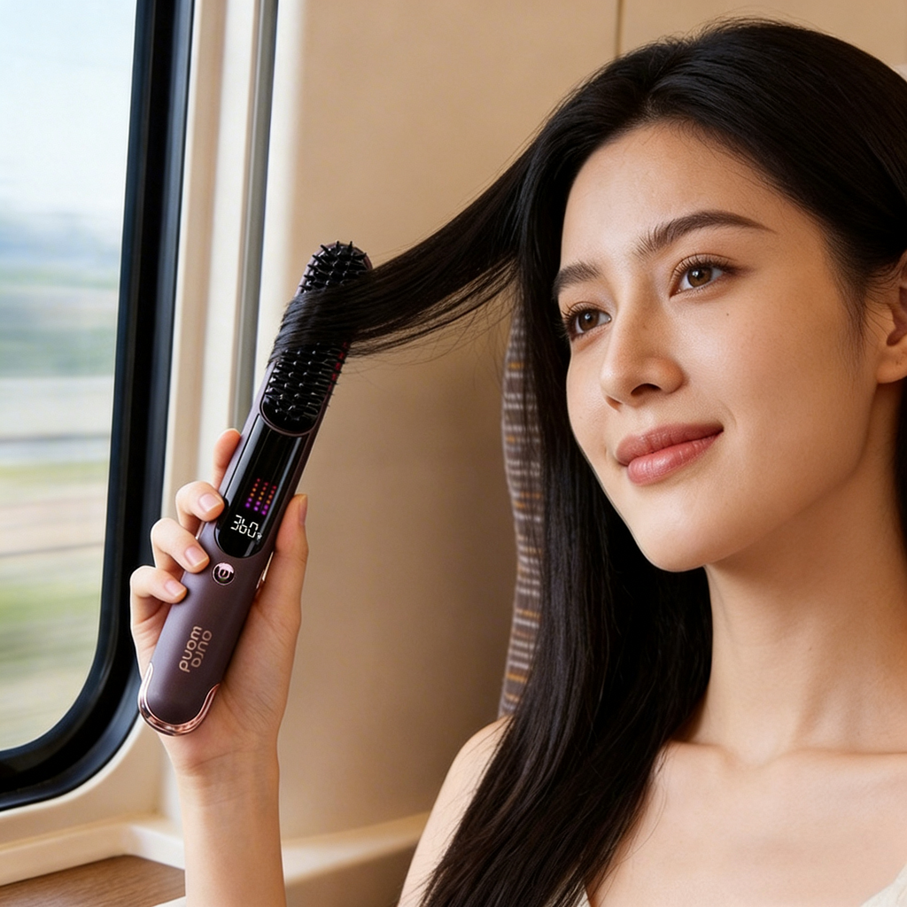 aurawand Wireless straight hair comb with infrared function, digital display, long-lasting battery life