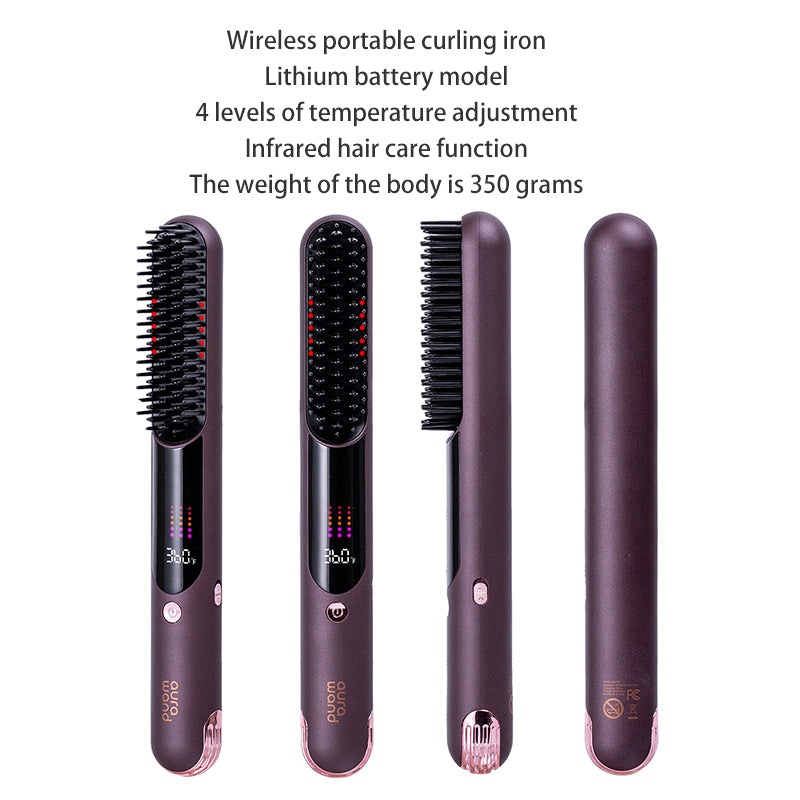 aurawand Wireless straight hair comb with infrared function, digital display, long-lasting battery life