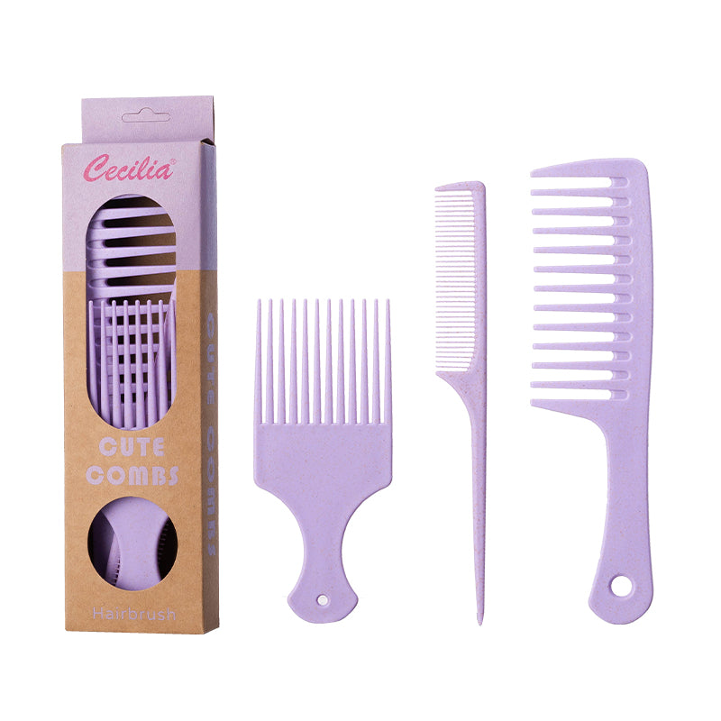 aurawand Three in one comb set, made of wheat straw material, natural and environmentally friendly