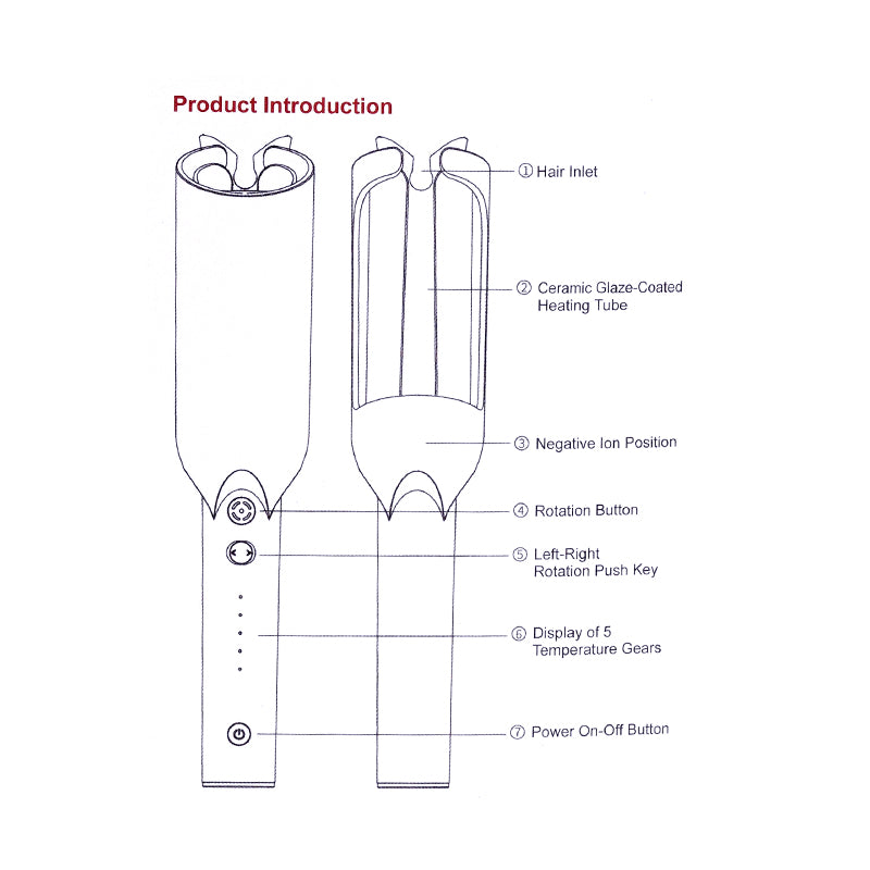 aurawand Electric curling iron, wavy, large roll, wavy roll, wool roll, negative ion curling iron