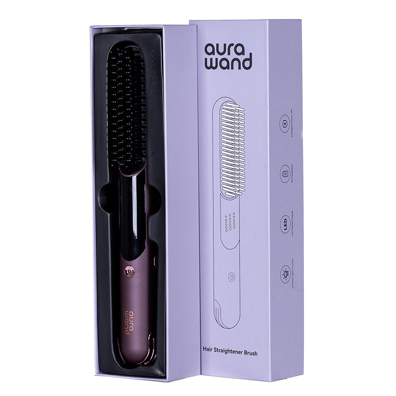 aurawand Wireless straight hair comb with infrared function, digital display, long-lasting battery life