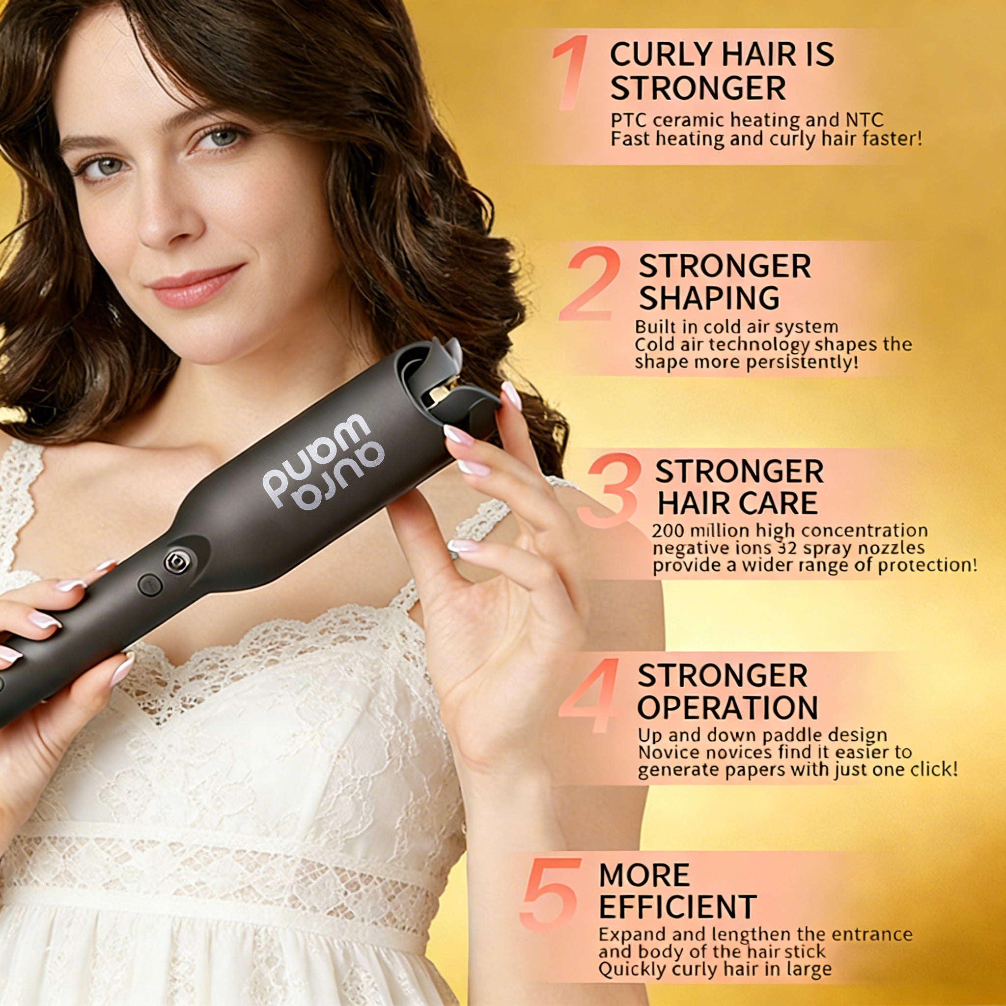 aurawand Electric curling iron, wavy, large roll, wavy roll, wool roll, negative ion curling iron